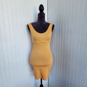 Allie Allure Stretch Scoop Neck Sleeveless Ribbed Dress Bodycon Sz SF11